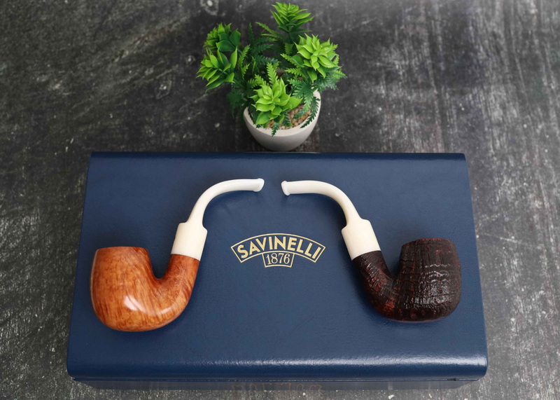 (Sold Out) ไปป์ Savinelli Punto Oro Natural & Sandblasted 614 (2 Pipe Set) (41/50)