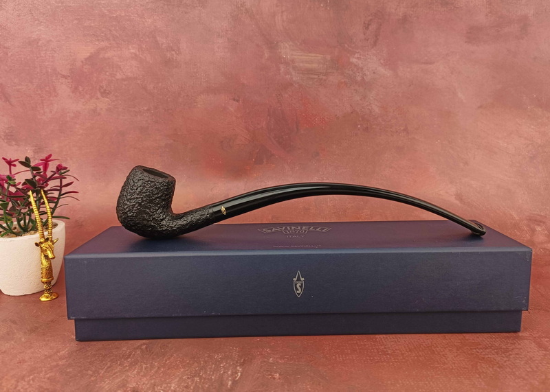 (Sold Out) ไปป์ Savinelli Churchwarden Black Rusticated 601