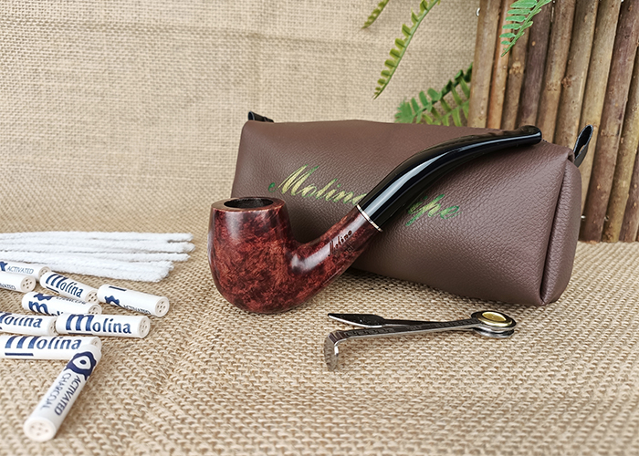 (Sold Out) ไปป์ Molina Starter Kit Smooth Red Bent Billiard 9mm